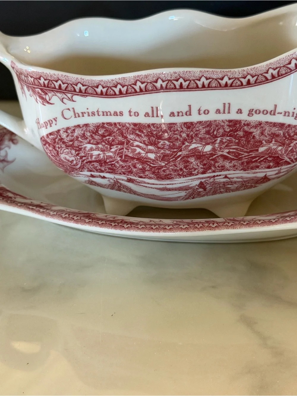 Johnson Brothers Twas the Night Christmas Gravy Boat & Underplate Set
